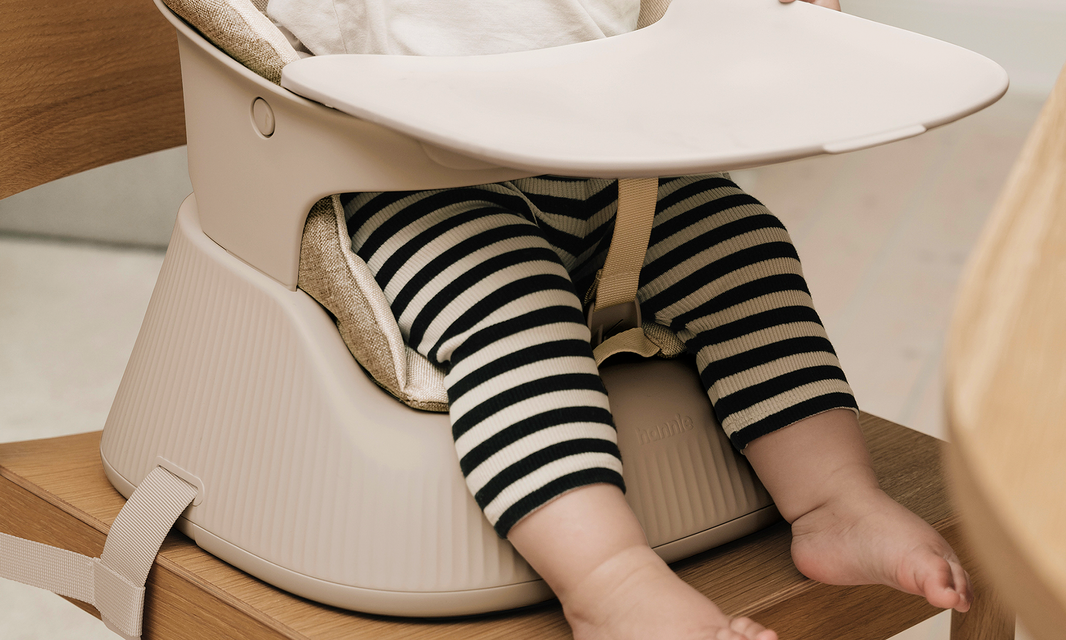 Hannie portable highchair attached to dining chair in Australian home