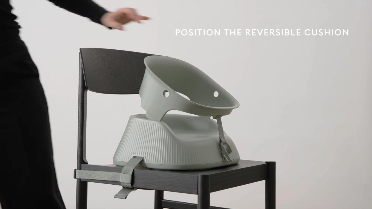 Still from the setup film: the Hannie seat being fitted to a dining chair